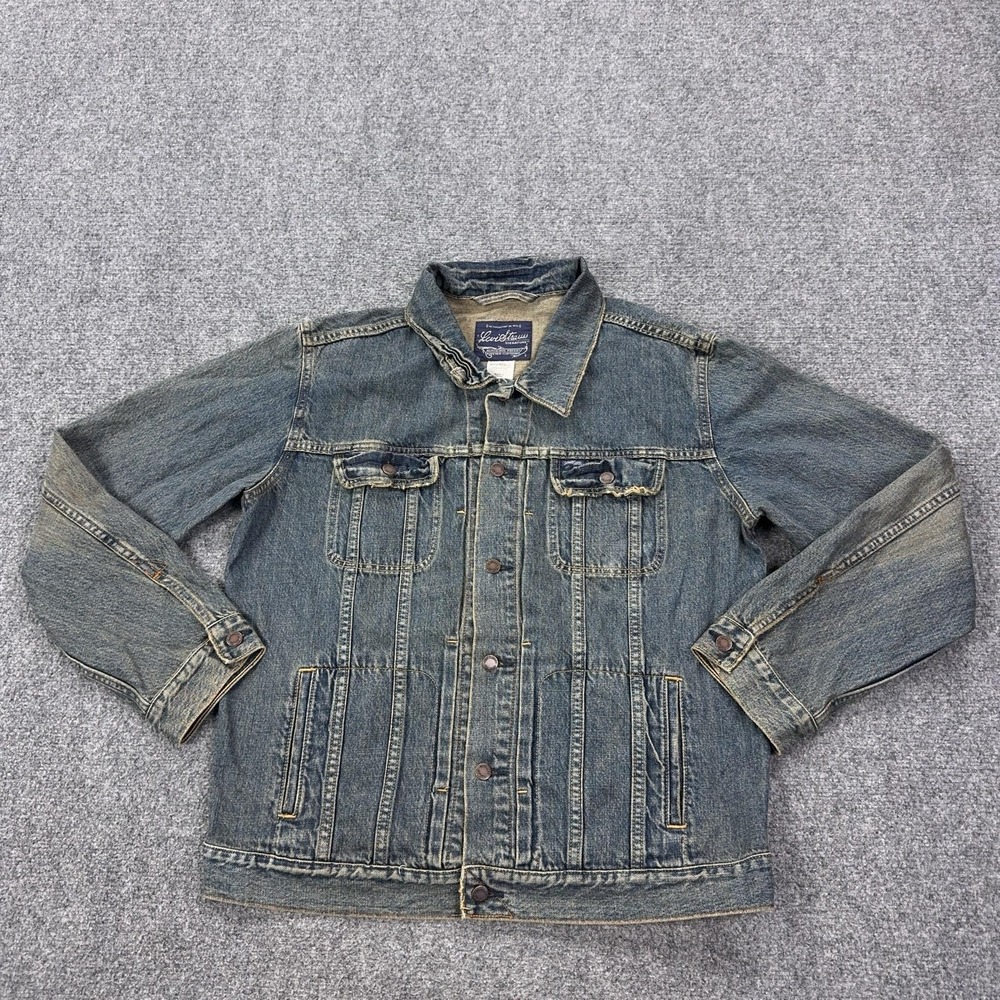 VTG Levi Strauss Signature Denim Bomber Jacket Mens XL Blue Button Front Western